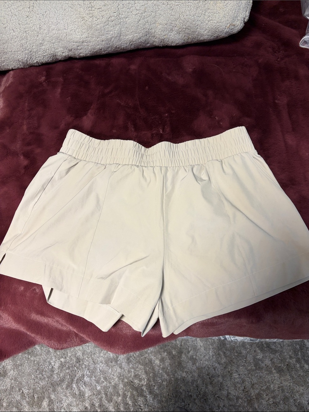 Abercrombie & Fitch Cream Athletic Elastic-Waist Shorts
